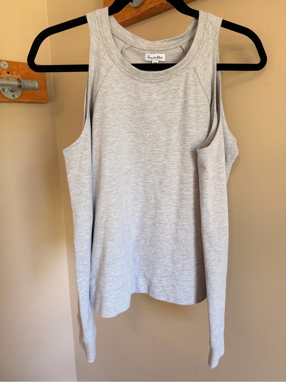love, Fire Light Heather Gray Long Sleeve Cold Shoulder